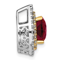 14K Two Tone 0.50 Carat Lab Grown Diamond VS SI+ G+ and Lab Created Ruby Chain Slide Pendant view 2
