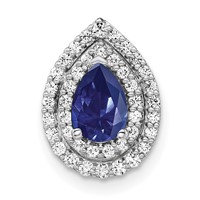 14K White Gold 0.50 Carat Lab Grown Diamond VS SI+ G+ and Lab Created Blue Sapphire Chain Slide Pendant view 1