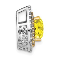 14K Two Tone 0.50 Carat Lab Grown Diamond VS SI+ G+ and Lab Created Yellow Sapphire Chain Slide Pendant view 2