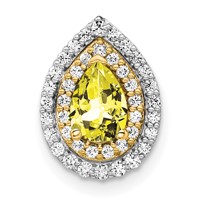 14K Two Tone 0.50 Carat Lab Grown Diamond VS SI+ G+ and Lab Created Yellow Sapphire Chain Slide Pendant view 1