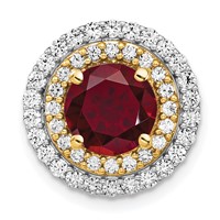 14K Two Tone 0.62 Carat Lab Grown Diamond VS SI+ G+ and Lab Created Ruby Chain Slide Pendant view 1