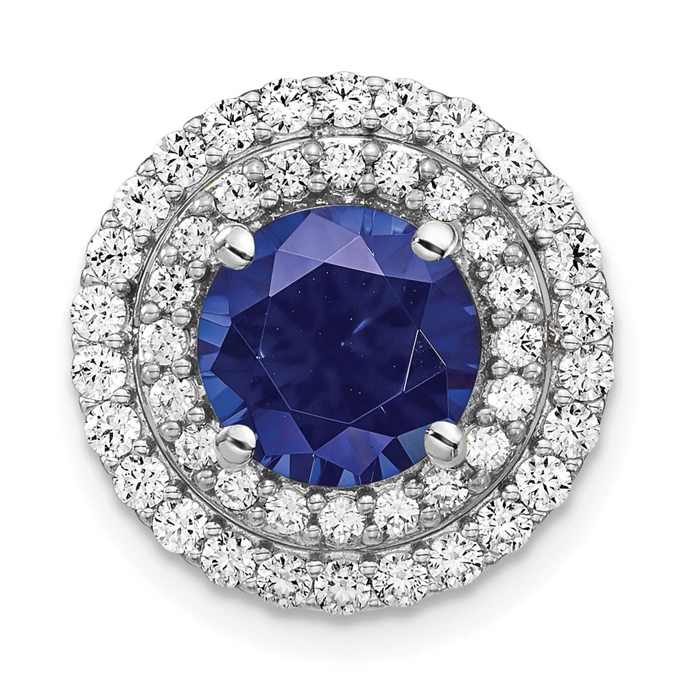 14kw Lab Grown Diamond & Created Blue Sapphire Pendant