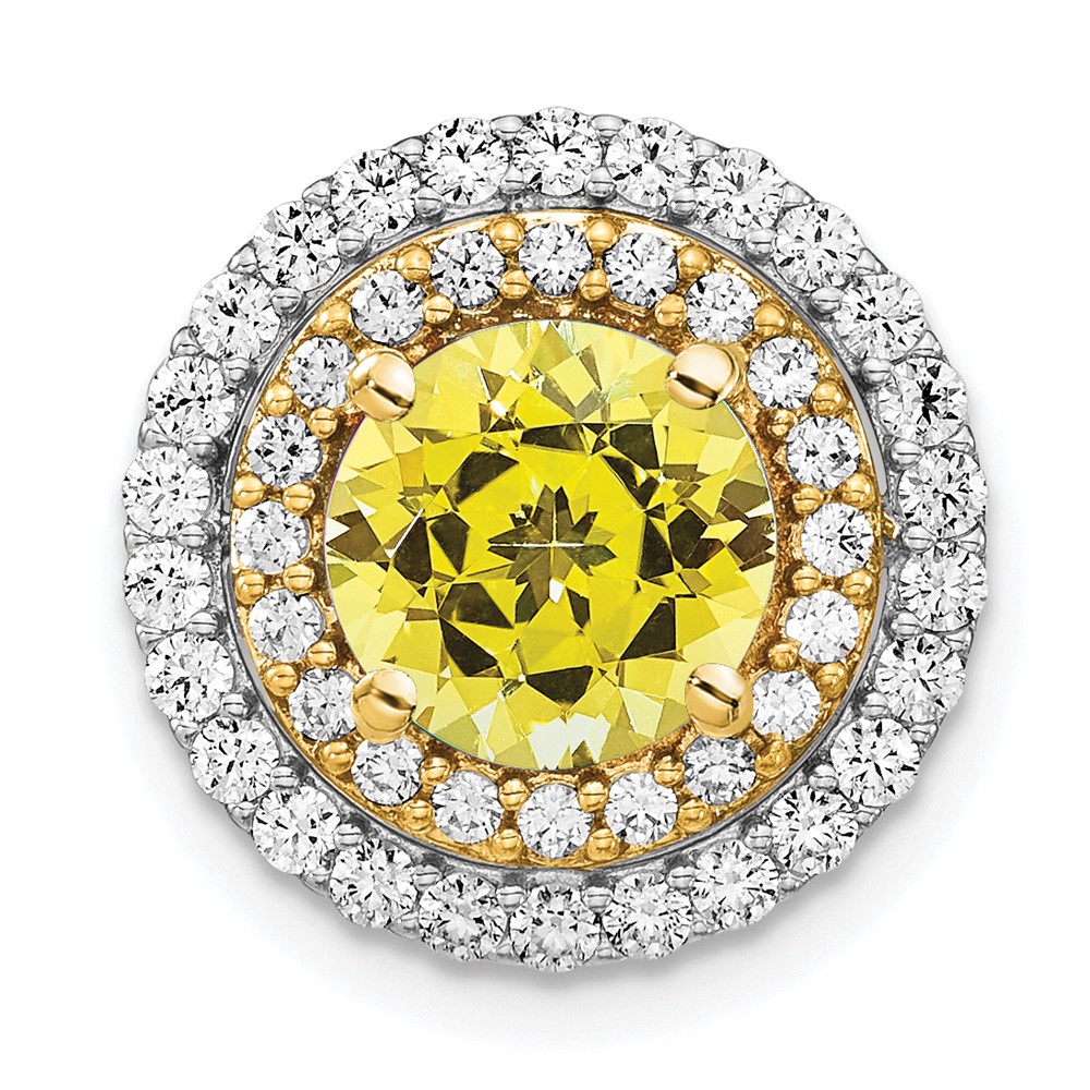 14k Two-Tone Lab Grown Diamond & Created Yellow Sapphire Pendant