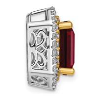 14K Two Tone 0.62 Carat Lab Grown Diamond VS SI+ G+ and Lab Created Ruby Complete Chain Slide Pendant view 2