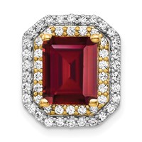14K Two Tone 0.62 Carat Lab Grown Diamond VS SI+ G+ and Lab Created Ruby Complete Chain Slide Pendant view 1
