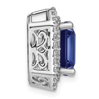 14K White Gold 0.62 Carat Lab Grown Diamond VS SI+ G+ and Lab Created Blue Sapphire Complete Chain Slide Pendant view 2