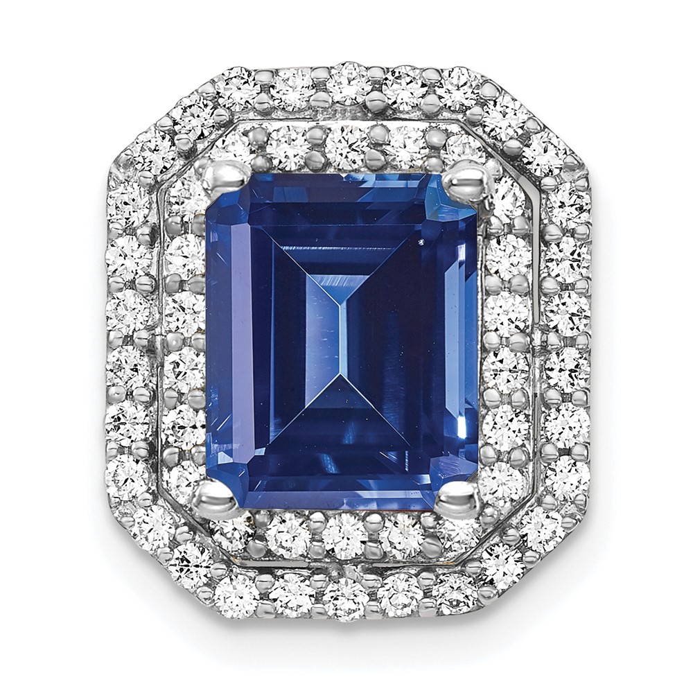 14kw Lab Grown Diamond & Created Blue Sapphire Pendant
