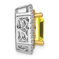 14K Two Tone 0.62 Carat Lab Grown Diamond VS SI+ G+ and Lab Created Yellow Sapphire Complete Chain Slide Pendant view 2