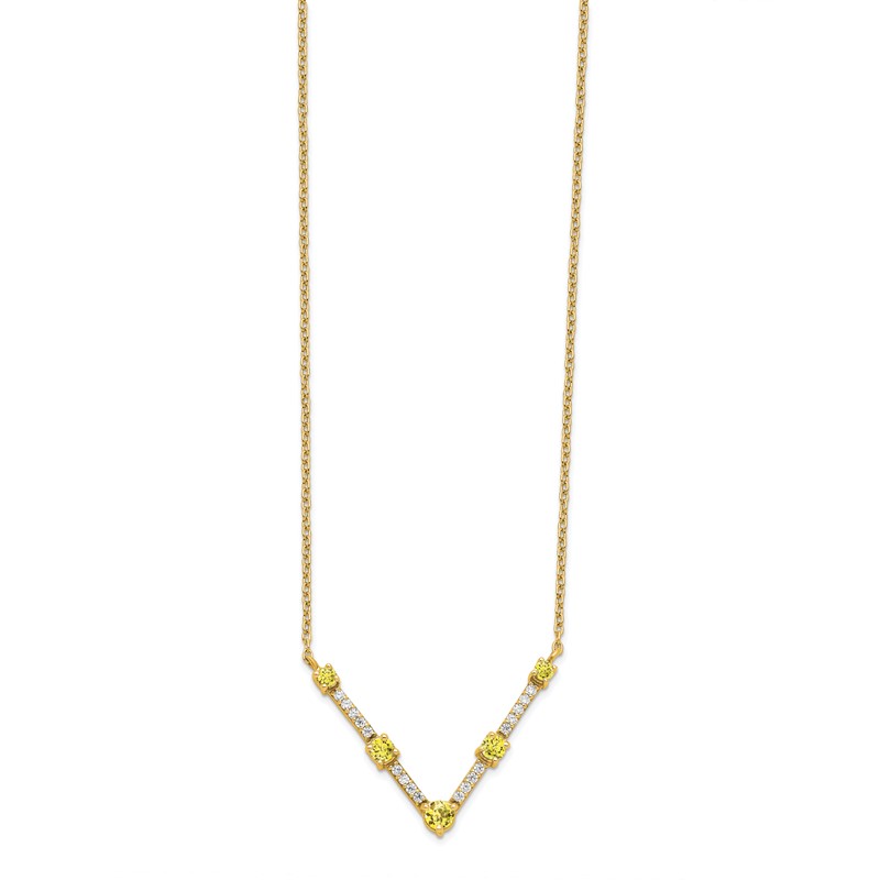 14k 1/10 carat Lab Grown Diamond VS/SI+ G+ and Lab Created Yellow Sapphire 18 inch Necklace