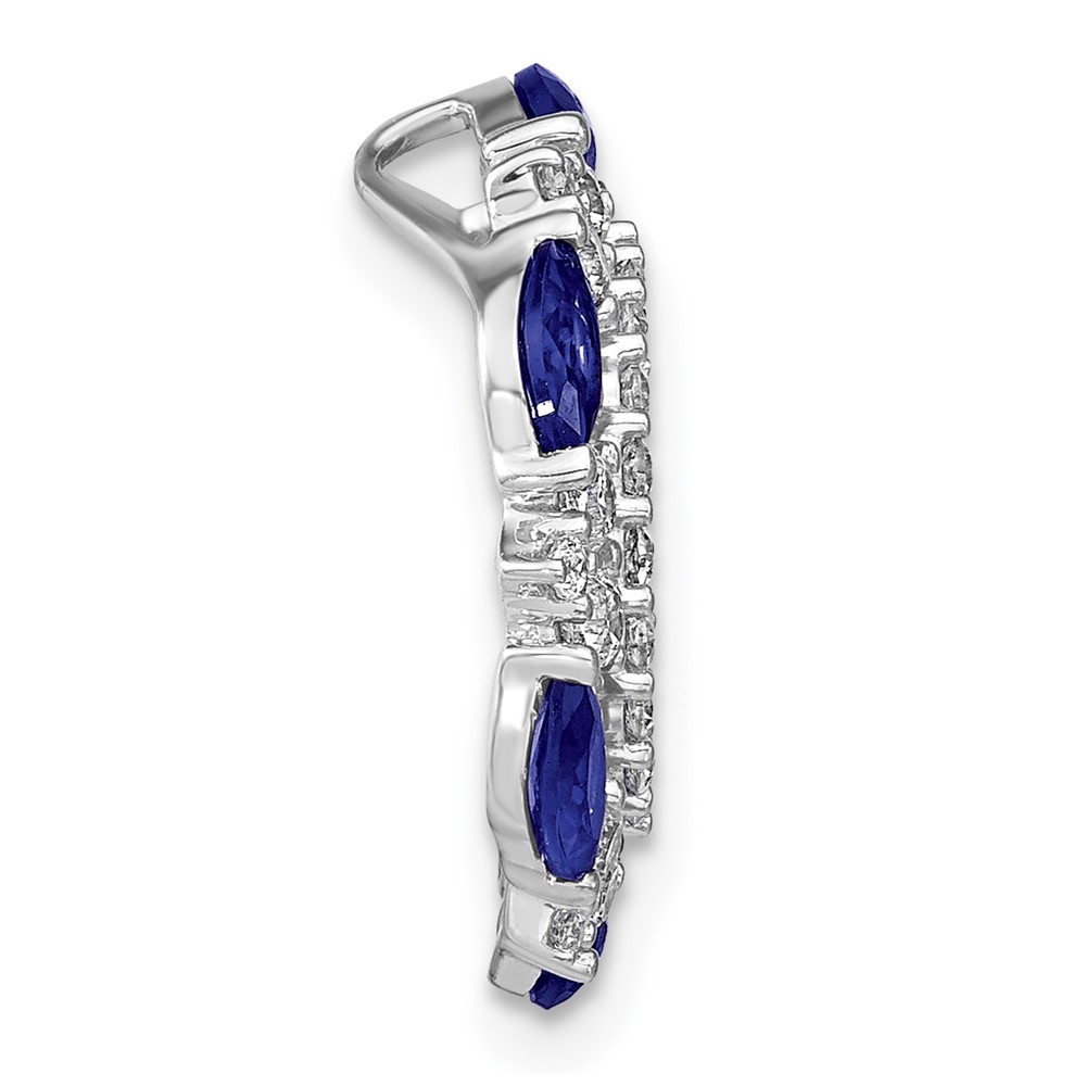 14k White Gold 5/8 carat Lab Grown Diamond VS/SI+ G+ and Lab Created Pink and Blue Sapphire Chain Slide Pendant (PM7513-CSA-065-WLG)