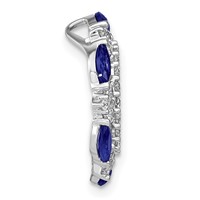14K White Gold 0.62 Carat Lab Grown Diamond VS SI+ G+ and Lab Created Pink and Blue Sapphire Chain Slide Pendant view 2