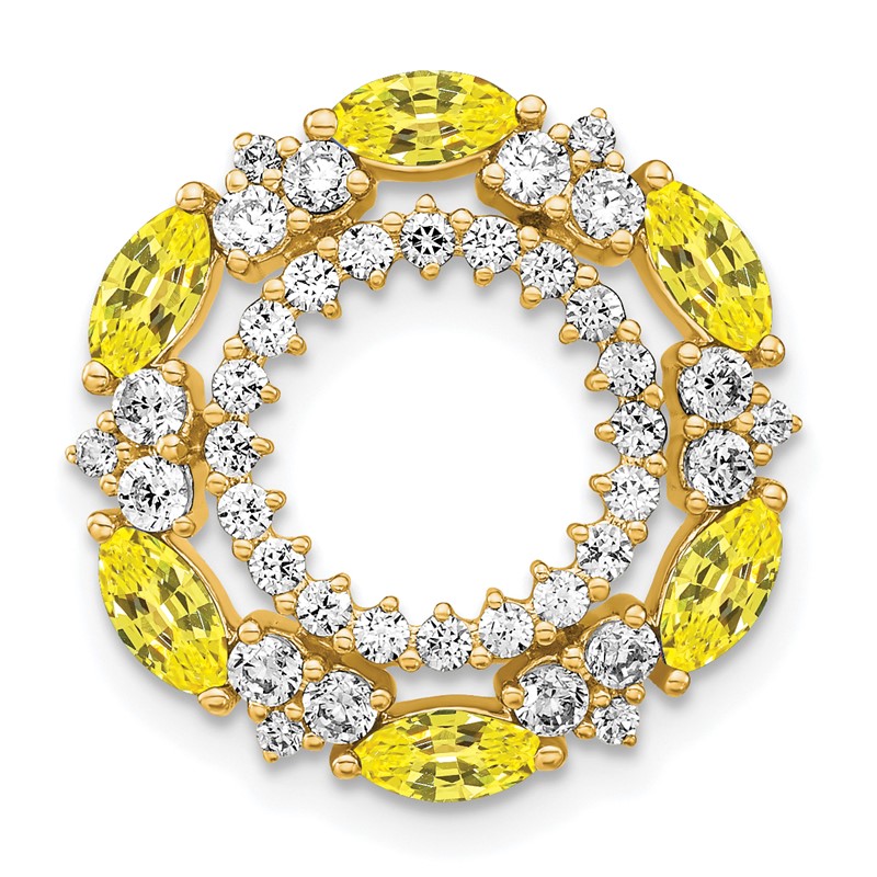 14k 5/8 carat Lab Grown Diamond VS/SI+ G+ and Lab Created Yellow Sapphire Chain Slide Pendant