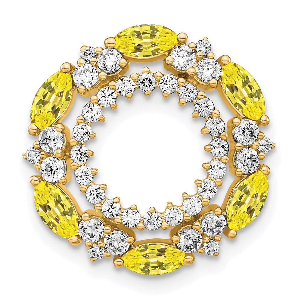 14k Lab Grown Diamond & Created Yellow Sapphire Pendant