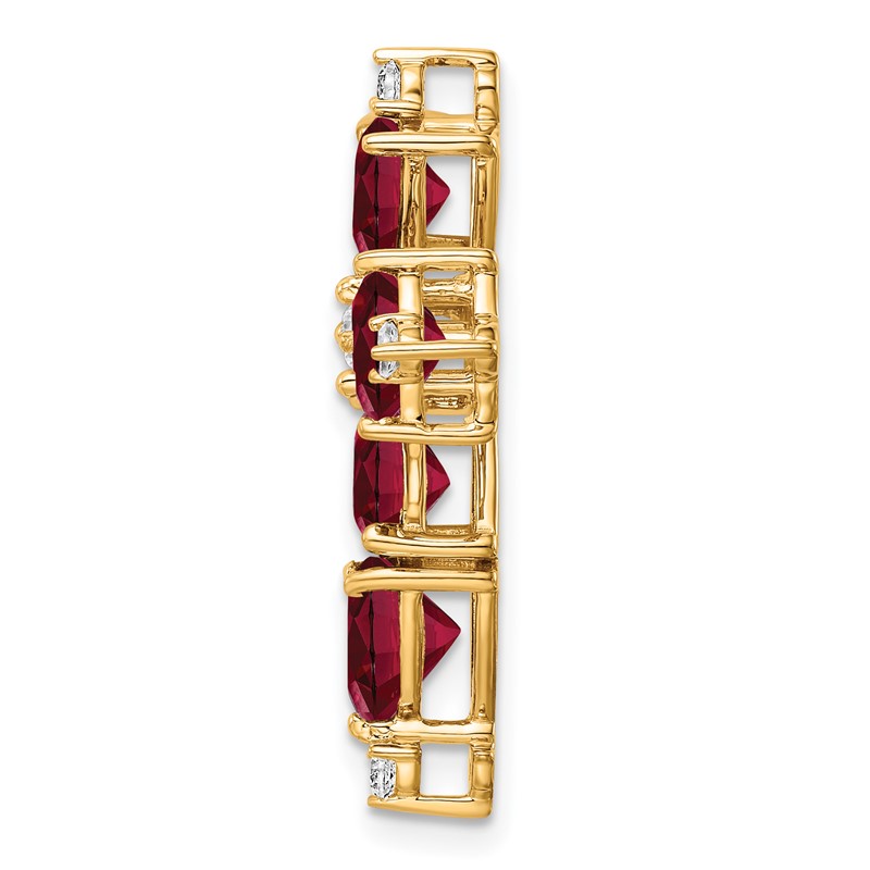 14k 1/5 carat Lab Grown Diamond VS/SI+ G+ and Lab Created Ruby Chain Slide Pendant