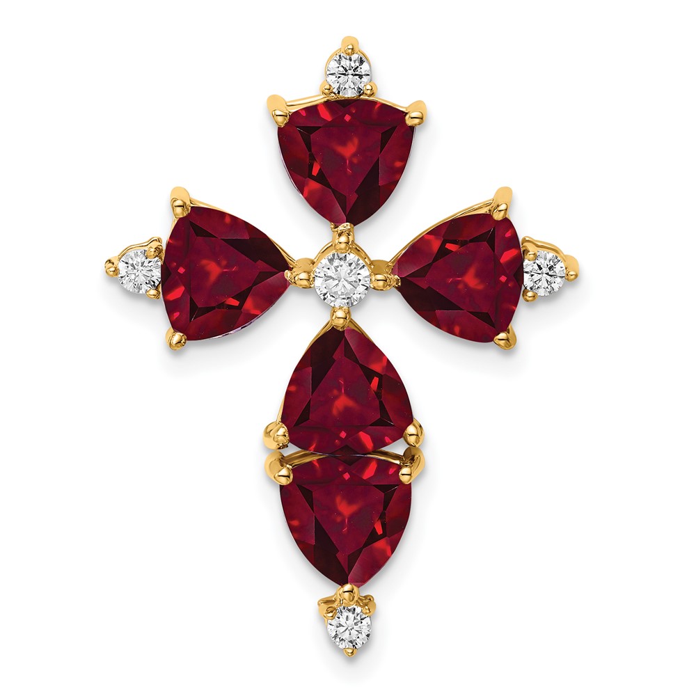 14k Lab Grown Diamond & Created Ruby Pendant
