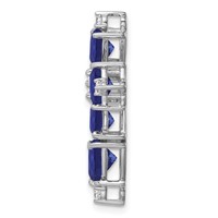 14K White Gold 0.20 Carat Lab Grown Diamond VS SI+ G+ and Lab Created Blue Sapphire Chain Slide Pendant view 2