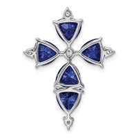 14K White Gold 0.20 Carat Lab Grown Diamond VS SI+ G+ and Lab Created Blue Sapphire Chain Slide Pendant view 3