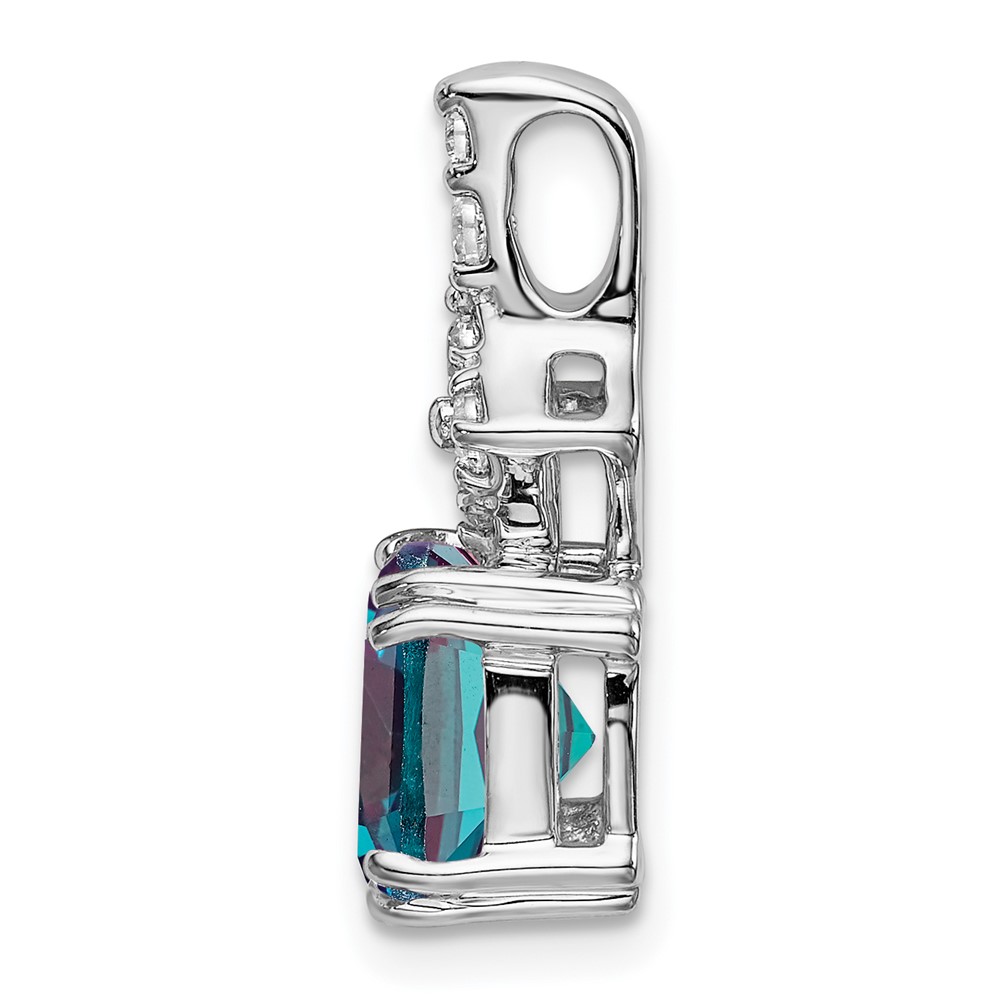 14k White Gold 1/5 carat Lab Grown Diamond VS/SI+ G+ and Lab Created Alexandrite Complete Pendant (PM7515-CAX-020-WLG)