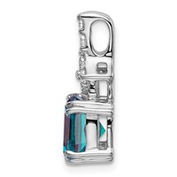 14K White Gold 0.20 Carat Lab Grown Diamond VS SI+ G+ and Lab Created Alexandrite Complete Pendant view 2
