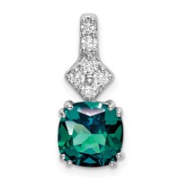 14K White Gold 0.20 Carat Lab Grown Diamond VS SI+ G+ and Lab Created Alexandrite Complete Pendant view 1