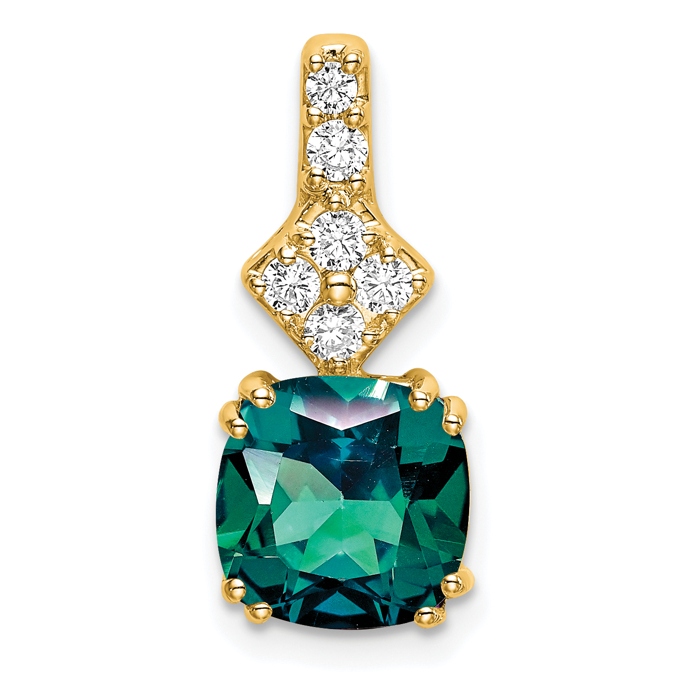14k 1/5 carat Lab Grown Diamond VS/SI+ G+ and Lab Created Alexandrite Complete Pendant (PM7515-CAX-020-YLG)