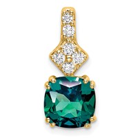 14K Yellow Gold 0.20 Carat Lab Grown Diamond VS SI+ G+ and Lab Created Alexandrite Complete Pendant view 1