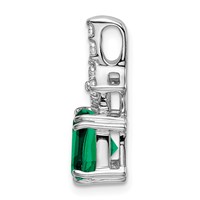 14K White Gold 0.20 Carat Lab Grown Diamond VS SI+ G+ and Lab Created Emerald Complete Pendant view 2