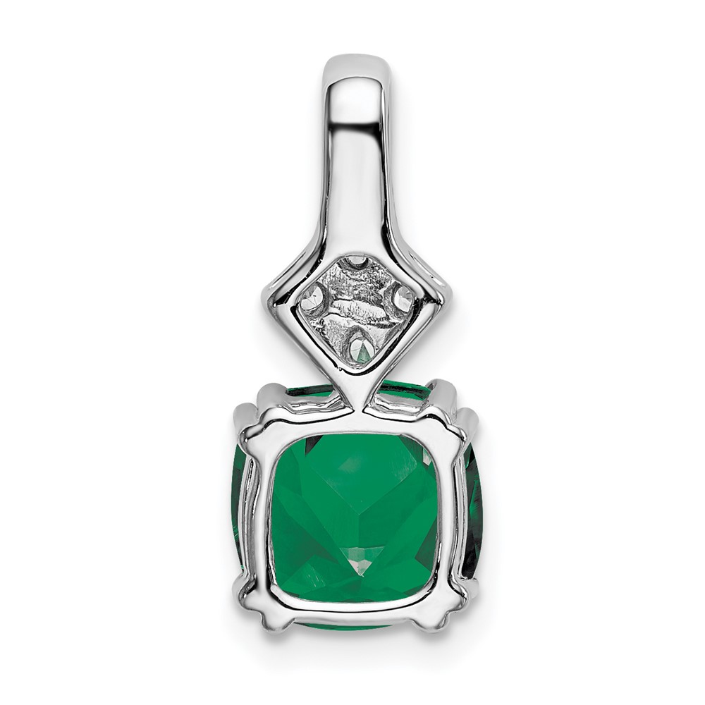 14k White Gold 1/5 carat Lab Grown Diamond VS/SI+ G+ and Lab Created Emerald Complete Pendant (PM7515-CEM-020-WLG)
