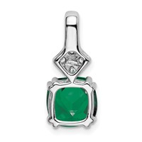 14K White Gold 0.20 Carat Lab Grown Diamond VS SI+ G+ and Lab Created Emerald Complete Pendant view 3