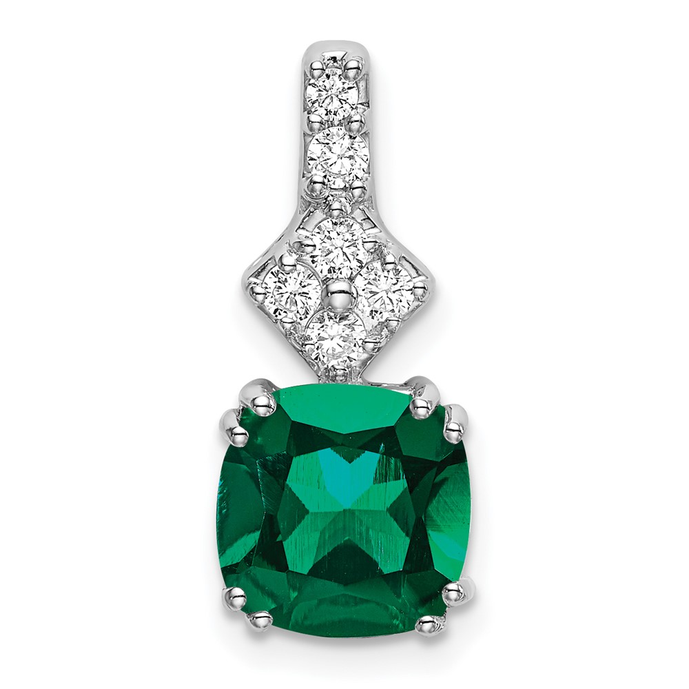 14kw Lab Grown Diamond & Created Emerald Pendant