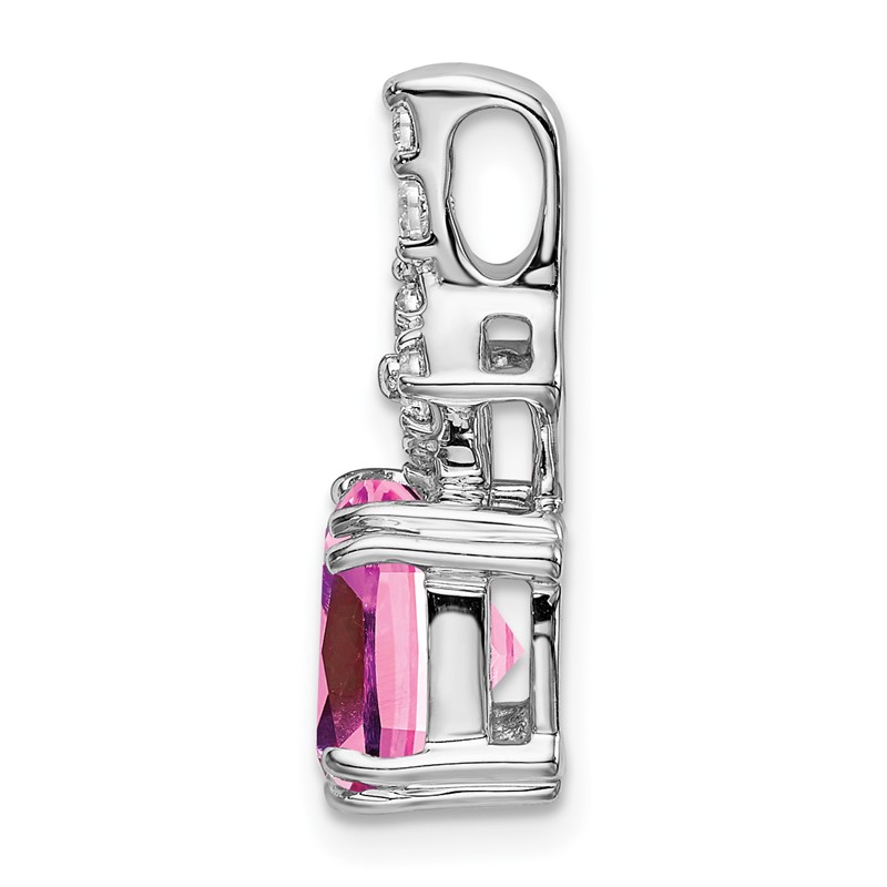 14k White Gold 1/5 carat Lab Grown Diamond VS/SI+ G+ and Lab Created Pink Sapphire Complete Pendant