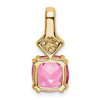 14K Yellow Gold 0.20 Carat Lab Grown Diamond VS SI+ G+ and Lab Created Pink Sapphire Complete Pendant view 3