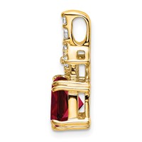 14K Yellow Gold 0.20 Carat Lab Grown Diamond VS SI+ G+ and Lab Created Ruby Complete Pendant view 2