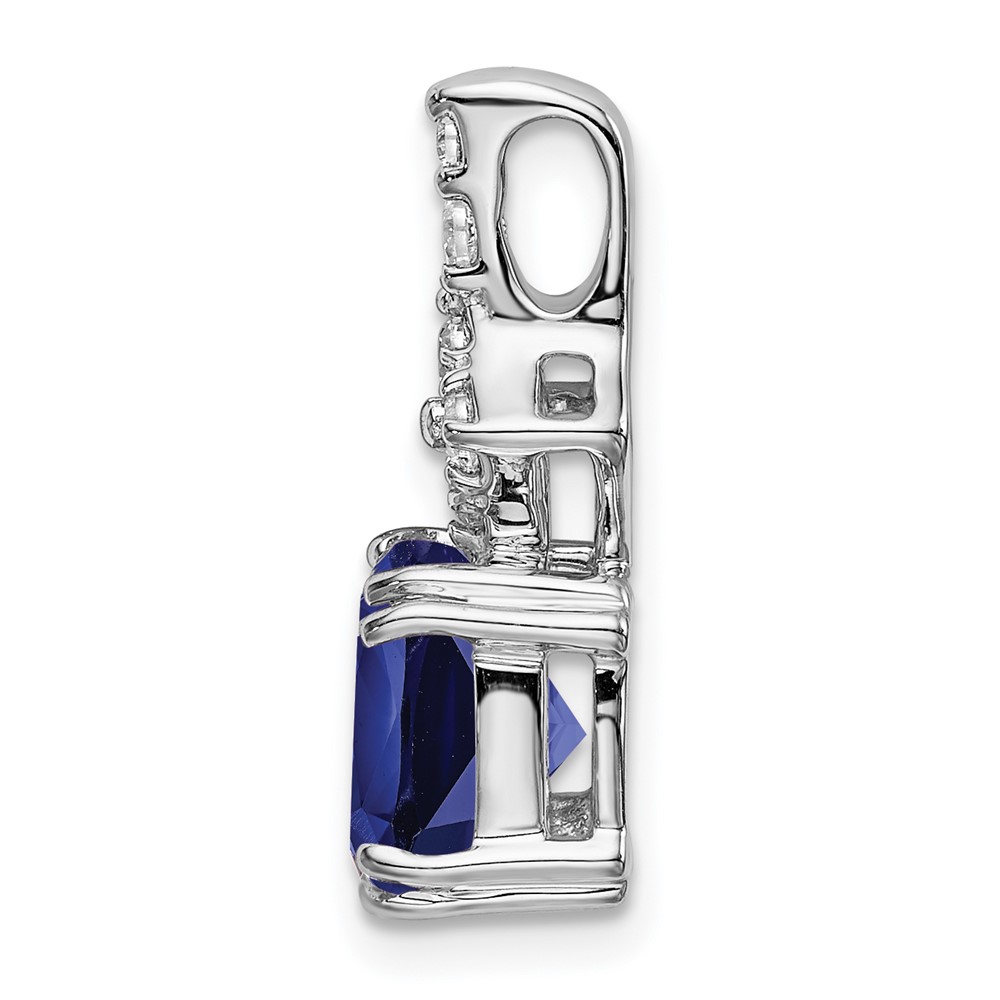 14k White Gold 1/5 carat Lab Grown Diamond VS/SI+ G+ and Lab Created Blue Sapphire Complete Pendant (PM7515-CSA-020-WLG)