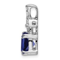 14K White Gold 0.20 Carat Lab Grown Diamond VS SI+ G+ and Lab Created Blue Sapphire Complete Pendant view 2