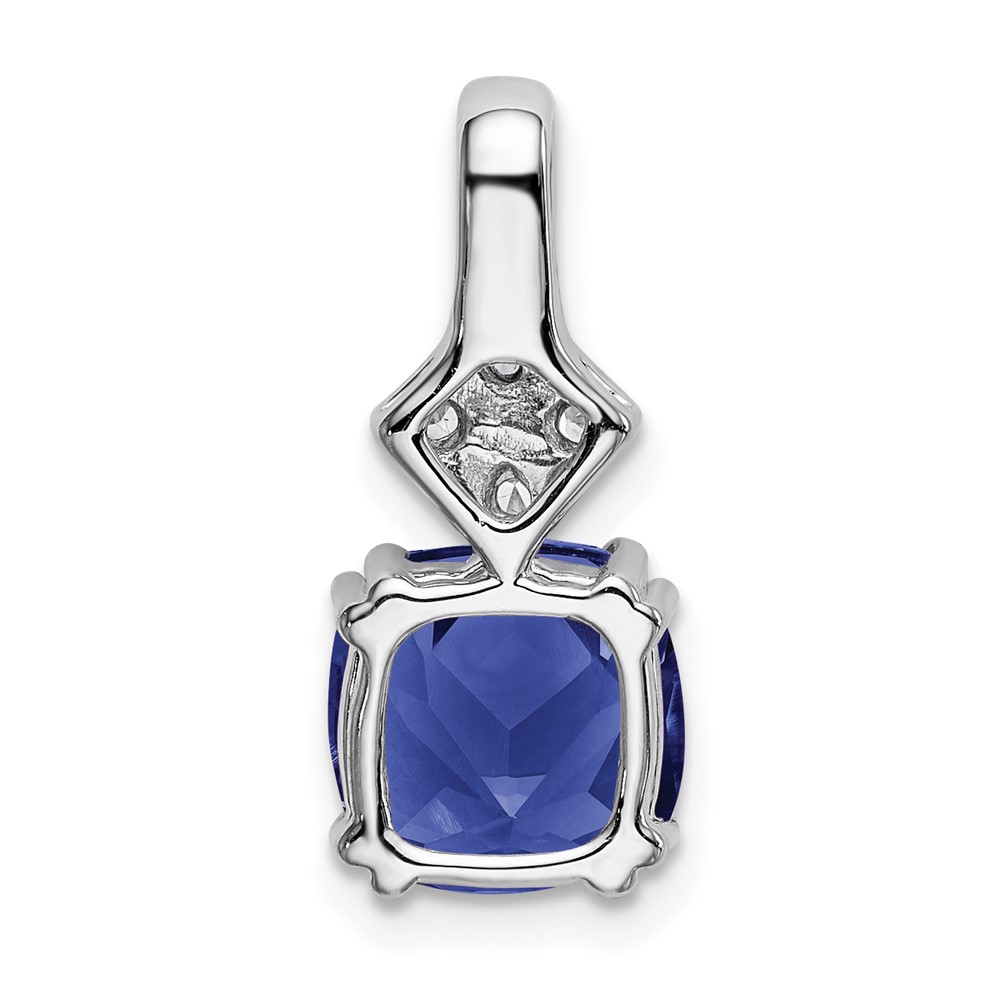 14k White Gold 1/5 carat Lab Grown Diamond VS/SI+ G+ and Lab Created Blue Sapphire Complete Pendant (PM7515-CSA-020-WLG)