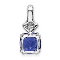 14K White Gold 0.20 Carat Lab Grown Diamond VS SI+ G+ and Lab Created Blue Sapphire Complete Pendant view 3