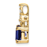 14K Yellow Gold 0.20 Carat Lab Grown Diamond VS SI+ G+ and Lab Created Blue Sapphire Complete Pendant view 2