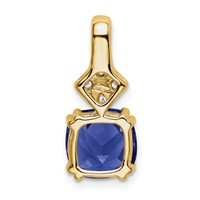14K Yellow Gold 0.20 Carat Lab Grown Diamond VS SI+ G+ and Lab Created Blue Sapphire Complete Pendant view 3