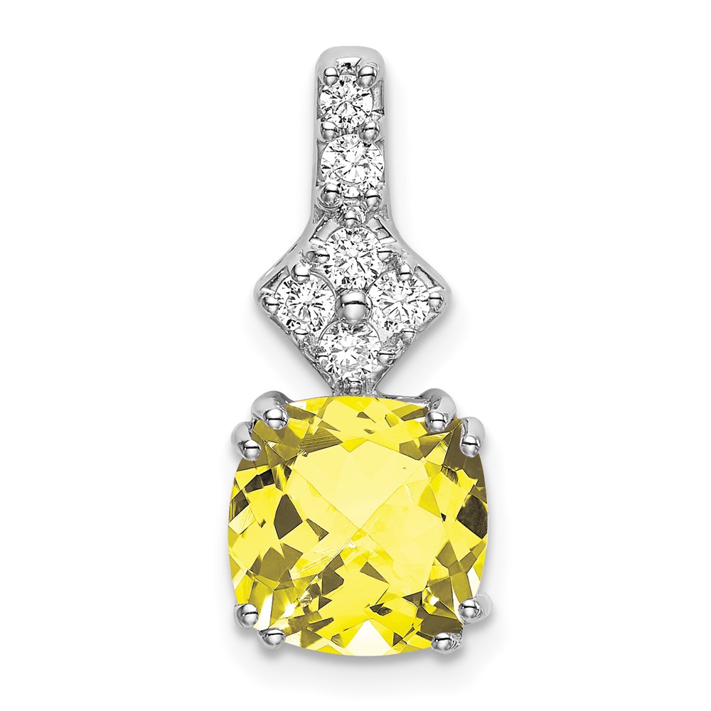 14kw Lab Grown Diamond & Created Yellow Sapphire Pendant