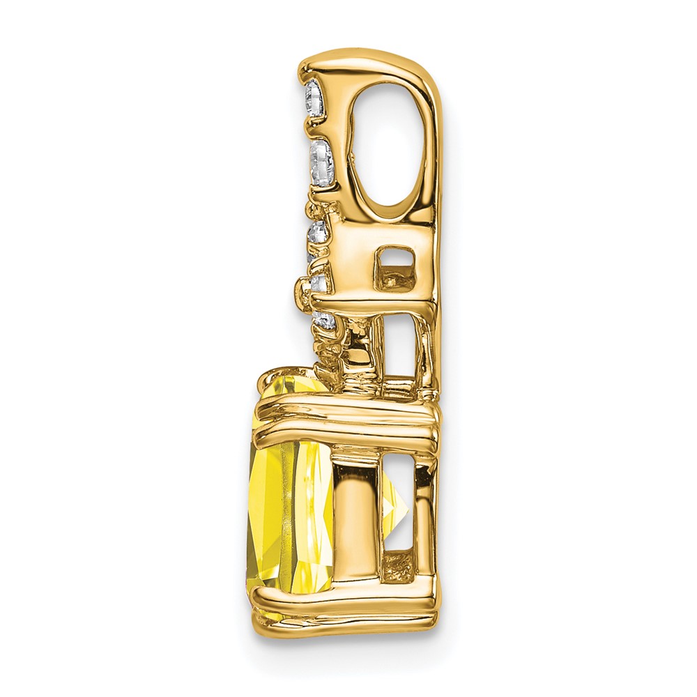 14k 1/5 carat Lab Grown Diamond VS/SI+ G+ and Lab Created Yellow Sapphire Complete Pendant (PM7515-CYS-020-YLG)