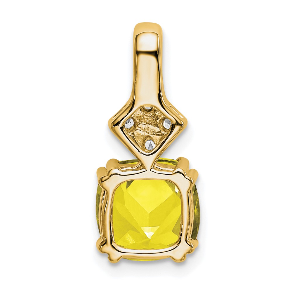 14k 1/5 carat Lab Grown Diamond VS/SI+ G+ and Lab Created Yellow Sapphire Complete Pendant (PM7515-CYS-020-YLG)
