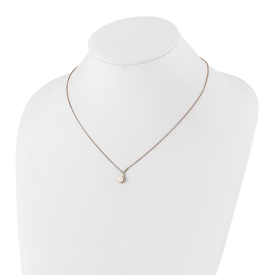 RG Sterling Silver Pearl & CZ Pendant Necklace