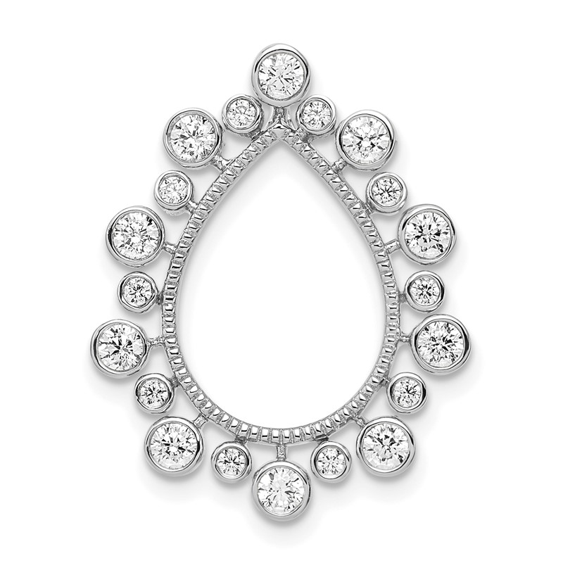 14K White Gold Lab Grown Diamond VS/SI+ G+ Fancy Teardrop Chain Slid