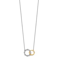 14K Two-tone 0.38 Carat Lab Grown Diamond VS SI+ G+ Interlocking Circle Necklace, 18" view 2