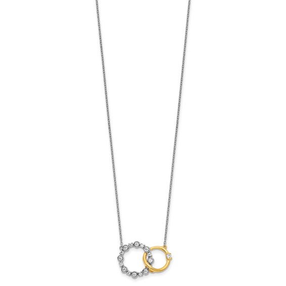 14k Two-tone 3/8 carat Lab Grown Diamond VS/SI+ G+ Interlocking Circle 18 inch Necklace