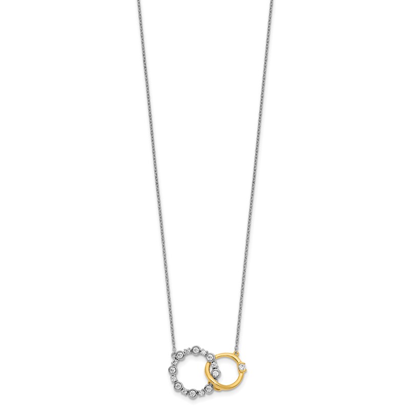 14k Two-tone 3/8 carat Lab Grown Diamond VS/SI+ G+ Interlocking Circle 18 inch Necklace