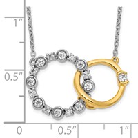 14K Two-tone 0.38 Carat Lab Grown Diamond VS SI+ G+ Interlocking Circle Necklace, 18" view 4