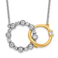14K Two-tone 0.38 Carat Lab Grown Diamond VS SI+ G+ Interlocking Circle Necklace, 18" view 1