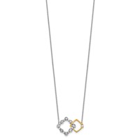 14K Two-tone 0.38 Carat Lab Grown Diamond VS SI+ G+ Interlocking Square Necklace, 18" view 2